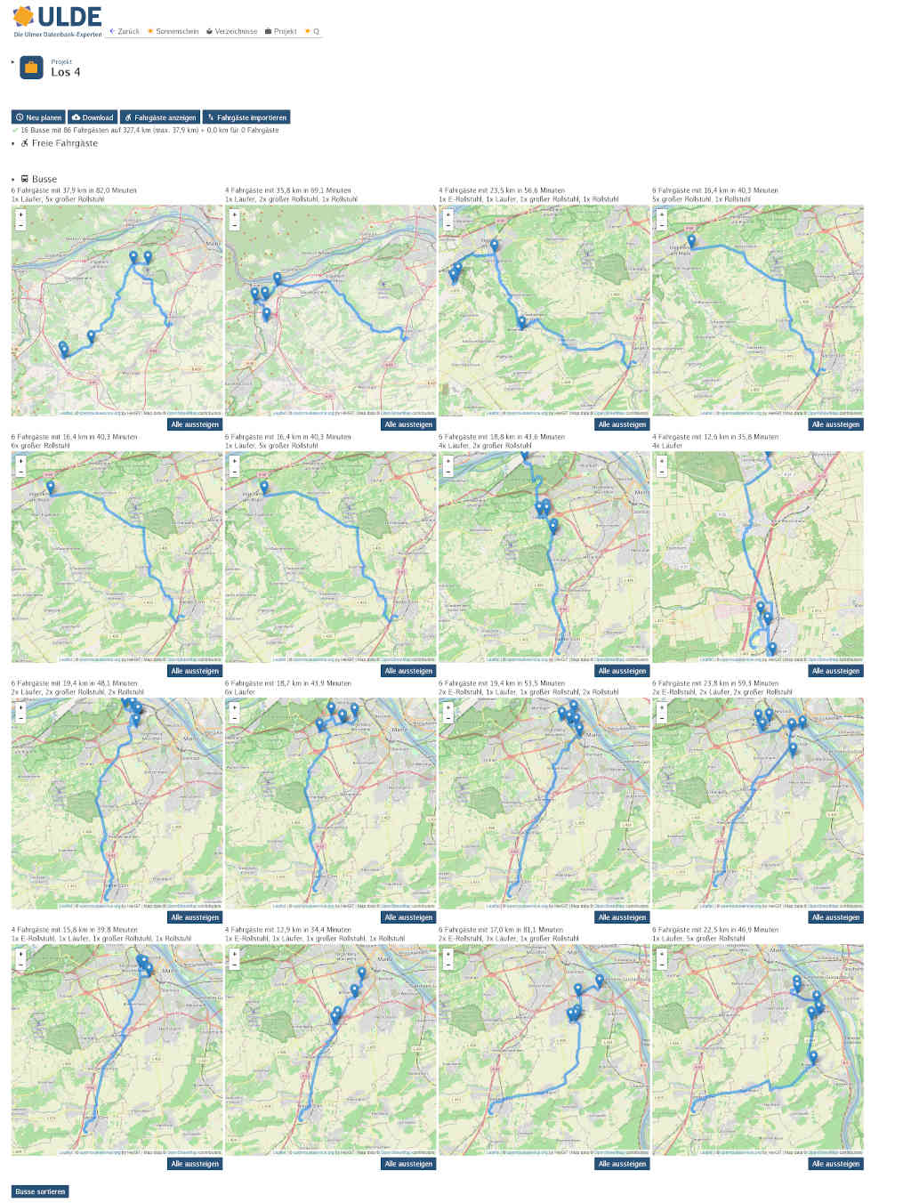 Screenshot Tourenplanung 16 Busse